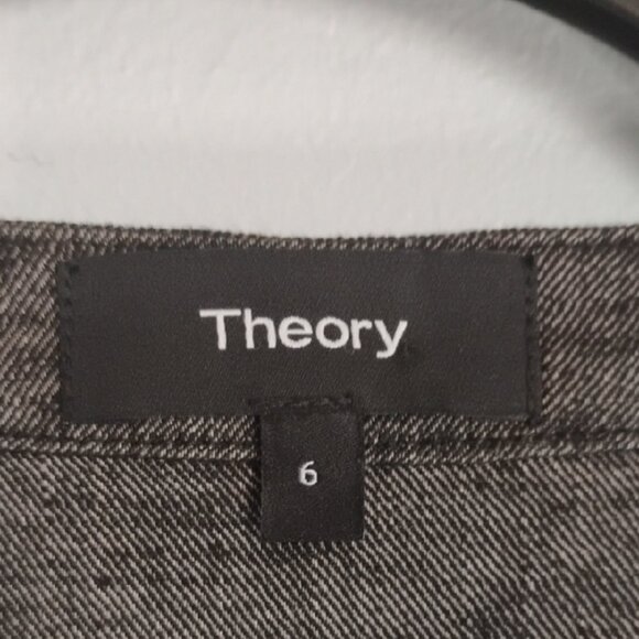 THEORY Linen Heather Gray Button Down High Slit Sides Maxi Shirt Dress Size 6 - Picture 11 of 12